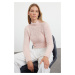 Trendyol Powder Crop Soft Textured Bead Detailed Knitwear Sweater