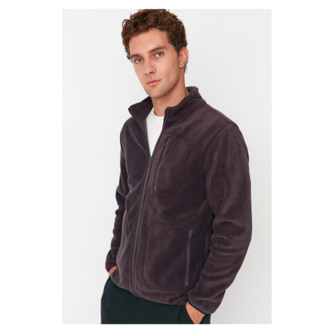 Trendyol Anthracite Regular/Normal Cut Zippered Warm Anti-pilling Fleece Sweatshirt