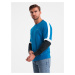 Ombre Tri-color men's sweatshirt with raglan sleeves - blue