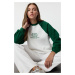 Trendyol Emerald Green Color Block Relaxed Pattern Raglan Sleeve Thick Knit Sweatshirt