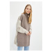 Trendyol Brown Color Block Turtleneck Long Knitwear Sweater