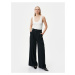 Koton Wide Leg Trousers Belt Detailed High Waist Pocket