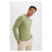 DEFACTO Standard Fit Regular Cut Crew Neck Jacquard Aviator Knitwear Sweater