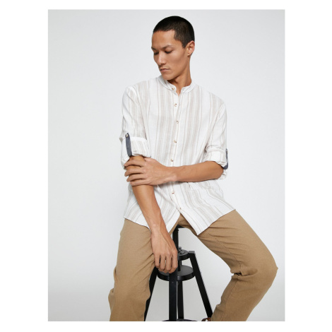 Koton Big Collar Shirt with Long Sleeves and Buttons