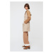 Trendyol Brown Belted Sleeves Quilted Detailed Trench Coat
