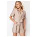 Trendyol Camel Pocket Detailed Woven Linen Look Shorts