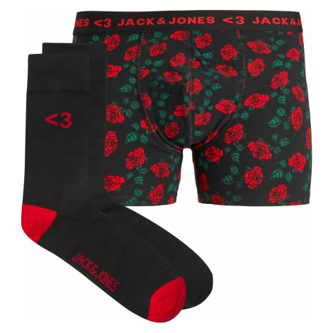 Jack&Jones Pánska sada - boxerky a ponožky JACRON Black Print S Jack & Jones