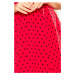 Rozšírené červené dámske bodkované šaty s dekoltom model 7248163