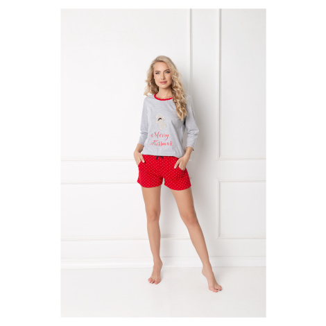 Cookie Short Gray-Red Pajamas Grey-Red Aruelle