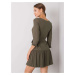 Khaki dámske šaty s viazaním LK-SK-507733.80P-khaki