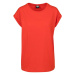 Dámske tričko s predĺženým ramenom v krvavo oranžovej farbe
