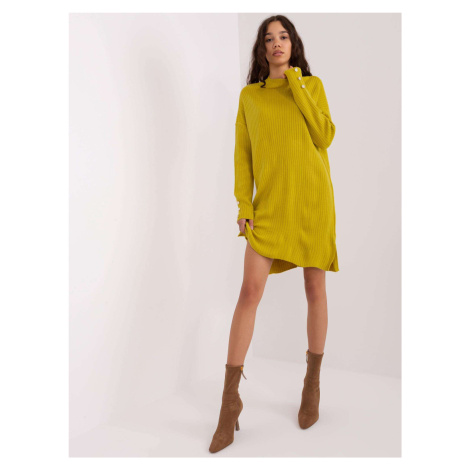 Olive knitted dress with slits