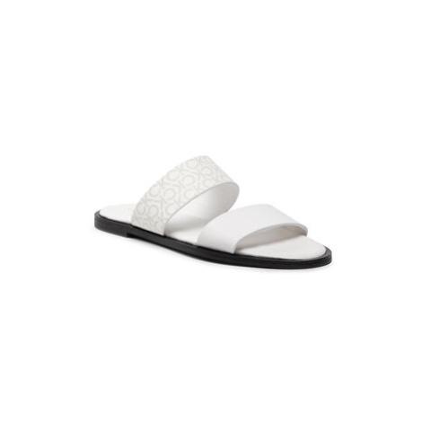 Calvin Klein Šľapky Almond Flat 2Bar Slide HW0HW01134 Biela