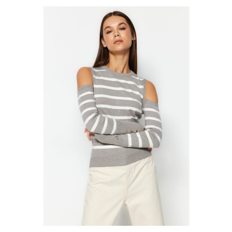 Trendyol Grey Premium/špeciálna priadza Pletený sveter