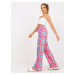 Pink wide trousers made of patterned fabric