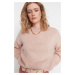 Trendyol práškový prášok širokého strihu Jemný textúrovaný základný pletený sveter