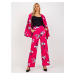 Fuchsia wide fabric trousers with rose suits