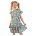 Denokids Pink Floral Girl's Green Ruffle Summer Dress