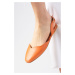 Mio Gusto Mayra Orange Color Open Back Blunt Toe Women's Ballerina Shoes