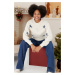 Trendyol Ecru Christmas Themed Crop Soft Textured Knit Sweater