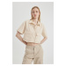 DEFACTO Cool Oversize Fit Short Sleeve Crop Shirt