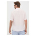 Ľanová košeľa BOSS BOSS ORANGE ružová farba,regular,s klasickým golierom,50489345