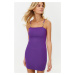 Trendyol Purple Knitted Short Elegant Evening Dress with Fitted Accessories