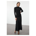 Trendyol Black Fitted Stand Collar Long Sleeve Flexible Maxi Knit Dress