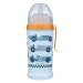 Canpol babies Športová fľaša s silikónovým nepretekajúcim slamkou Autá svetlo modrá 350 ml 350 m
