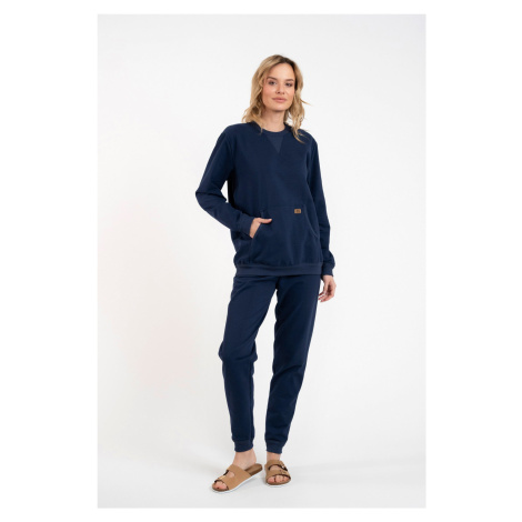 Women's Fox set, long sleeves, long pants - dark blue Italian Fashion