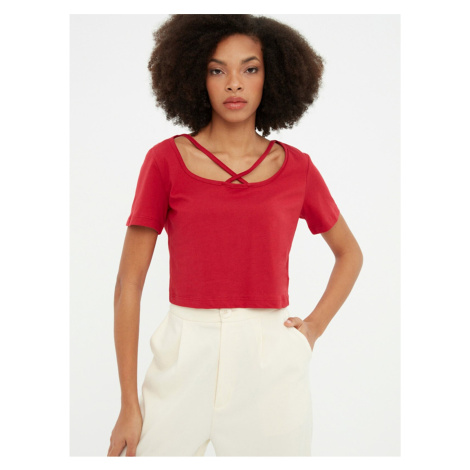 Red Women's Cropped T-Shirt Trendyol - Women