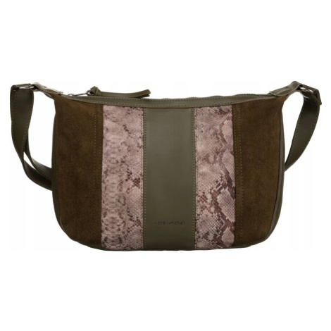 David Jones tmavá khaki vzorovaná crossbody kabelka 6885-1