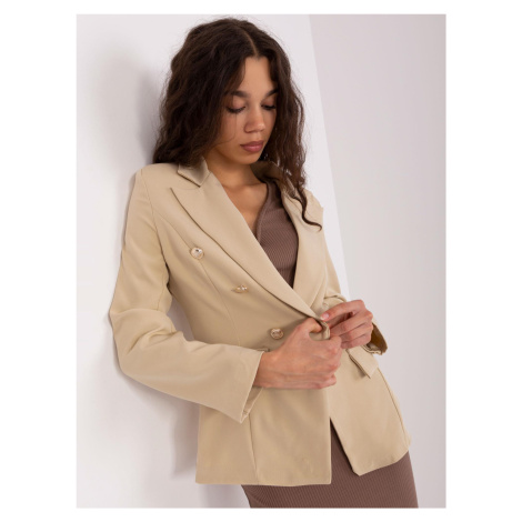 Beige double-breasted women's blazer OCH BELLA