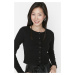 Trendyol Black Button Detailed Fitted Crop Crew Neck Ribbed Cotton Stretchy Knitted Blouse