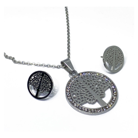 Sada oceľových šperkov Tree Life sa zirkónmi
