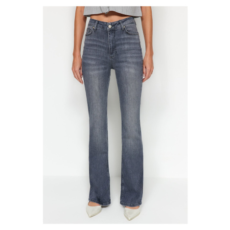 Trendyol Gray High Waist Flare Jeans