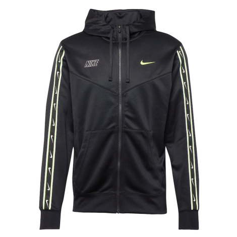 Nike Sportswear Tepláková bunda 'Repeat'  neónovo žltá / čierna / biela