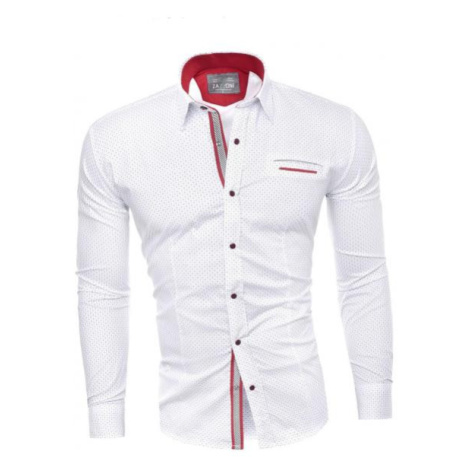 Biela vzorovaná košeľa s dlhým rukávom pre pánov