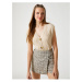 Koton Crop Cardigan Sleeveless Buttoned V-Neck Braid Patterned