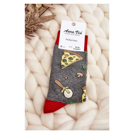 Men's socks with pizza patterns grey