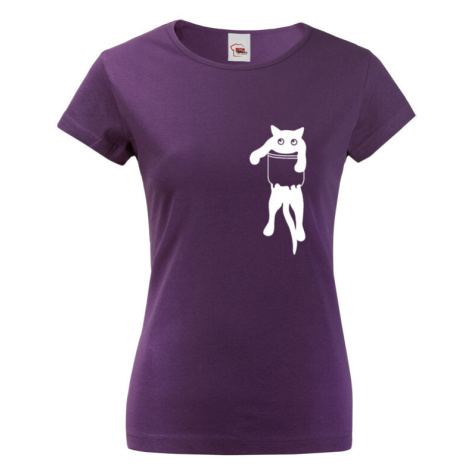 Dámske tričko s mačkou vo vrecku - ideálny darček pre milovníčky mačiek
