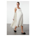 Trendyol Curve Ecru Lace Detailed Belted Knitted Maternity & Postpartum Dressing Gown-Nightgown 