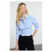 Trendyol Blue Waist Fitted Pattern Shirt