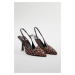 Trendyol Leopard Patterned Pointed Toe Brown Women's High Heel Shoes