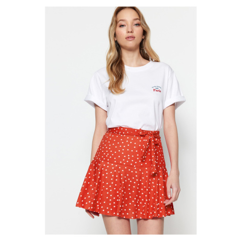 Trendyol Pomegranate Blossom Polka Dot Skirt-Look High Waist Mini Knitted Shorts