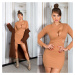 Sexy Bodycon Mini Dress with Cut-Outs brown Einheitsgroesse