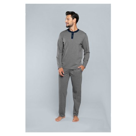 Profit pajamas with long sleeves, long pants - medium melange Italian Fashion
