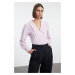 Trendyol Light Pink Large Collar and Embroidery Detailed Regular Fit Shirt