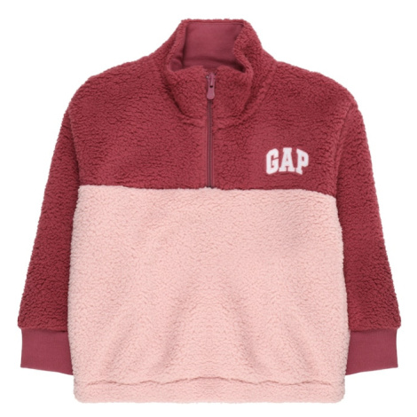 GAP Mikina 'V-SHERPA LOGO QZ'  ružová / burgundská / biela