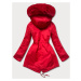 Červená dámska zimná bunda parka s kapucňou (B531-4)